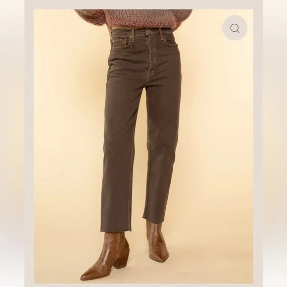 RE/DONE 70s Ultra High Rise Stove Pipe Jeans | Chocolate (30) NWT - Picture 2 of 9